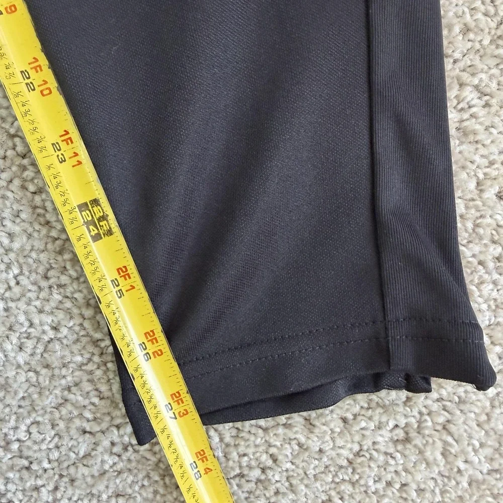Adidas Track Pants Mens Medium Black Primegreen Elastic Waist Pockets Tapered